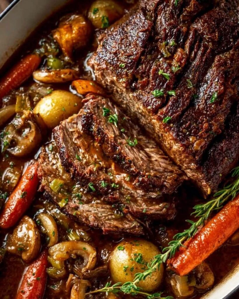 Slow Cooked Chuck Roast With Mushrooms
