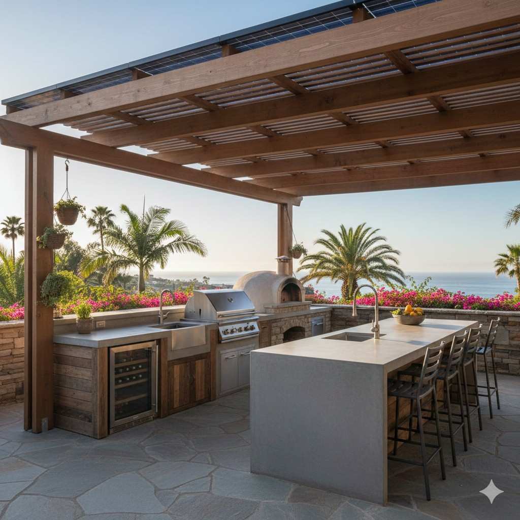 Solar Array For Eco-Friendly Outdoor Kitchens