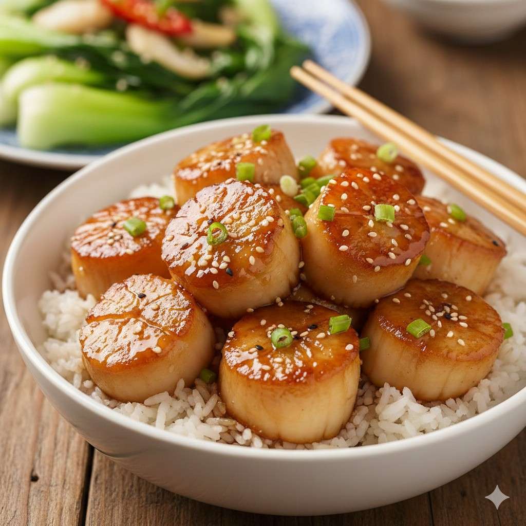 Chinese Honey Soy Scallops