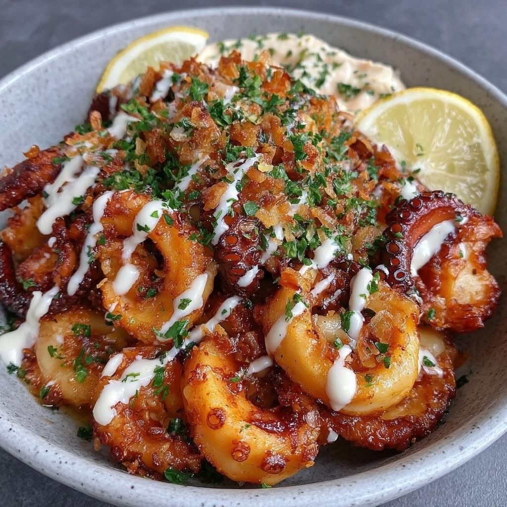 Delicious Grilled Calamari With Lemon Slices
