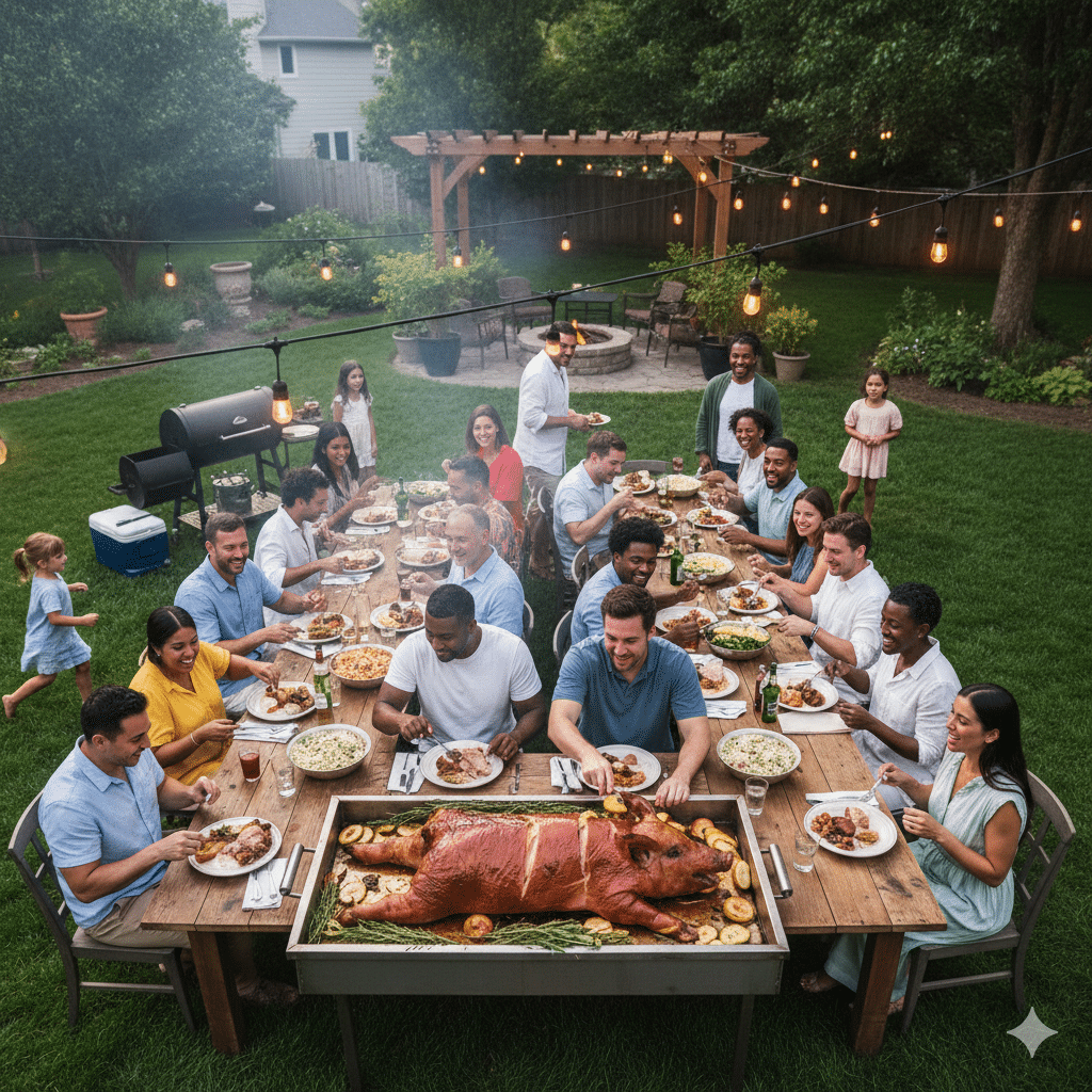 Enjoying A Whole Hog In The Backyard