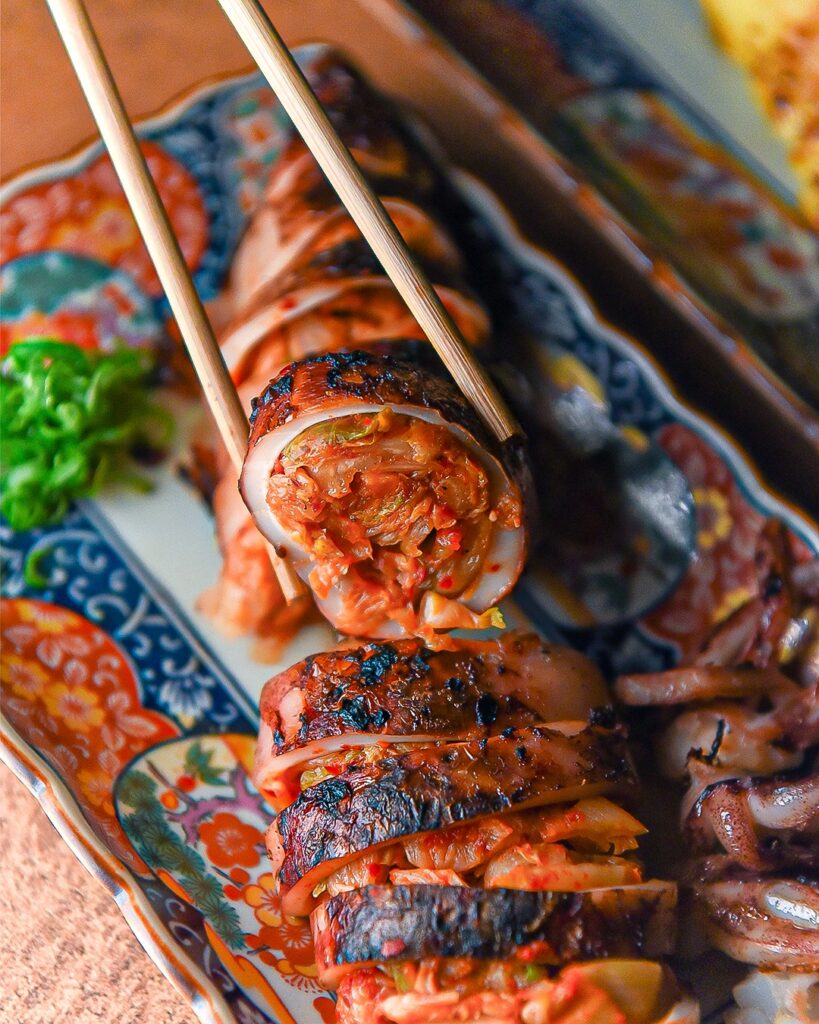 Kimchi-Marinated Grilled Squid
