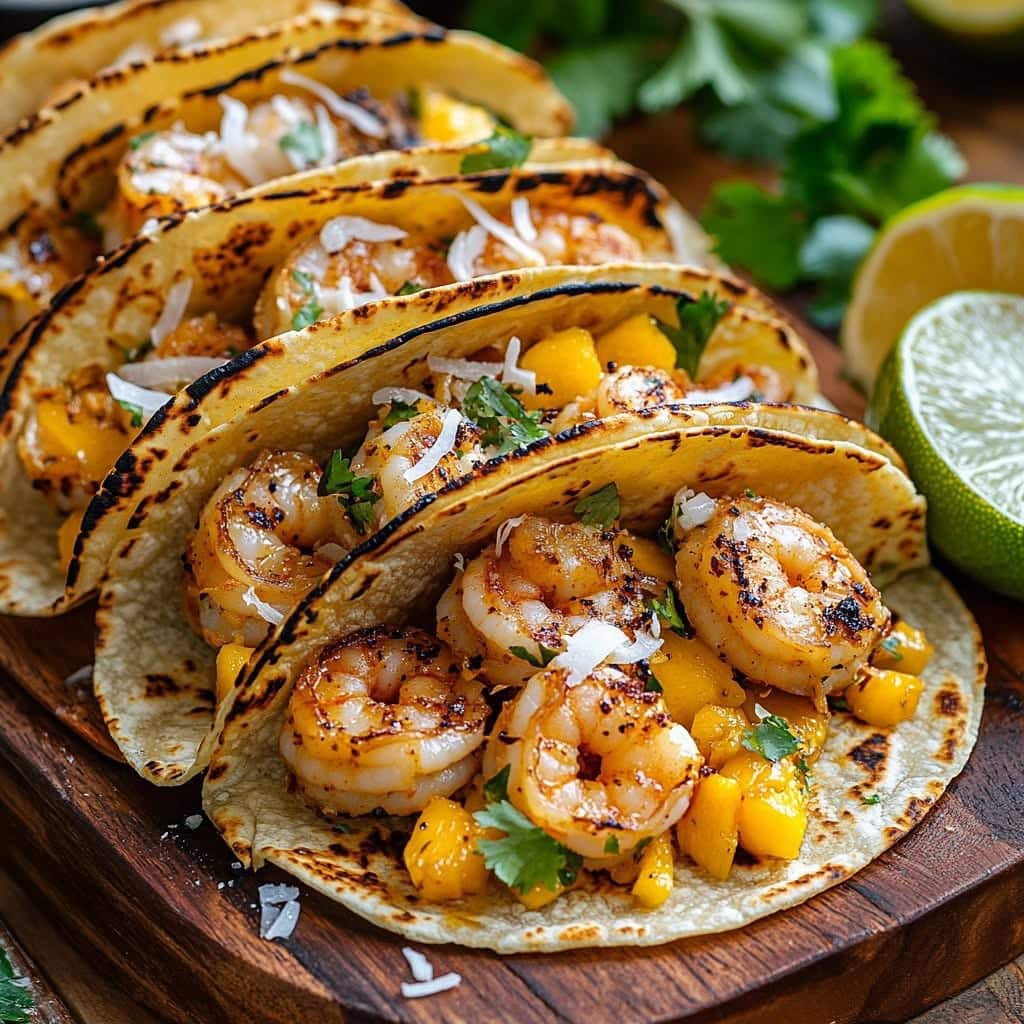 Lemongrass And Kaffir Lime Shrimp Tacos