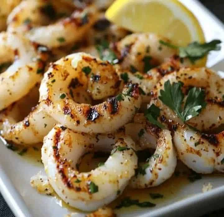 mediterranean-style grilled calamari with lemon and olive oil