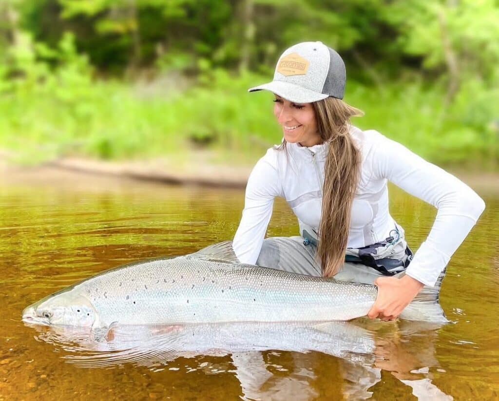 Woman Salmon Fishing 
