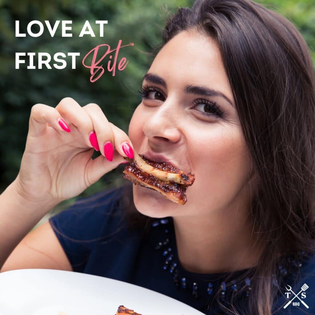 A Beautiful Woman Eating Bbq