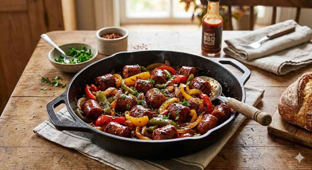 14 One-Hour Bbq Meals For Busy Weeknights (Yes, Really) 3 Bbq Sausage And Pepper Skillet