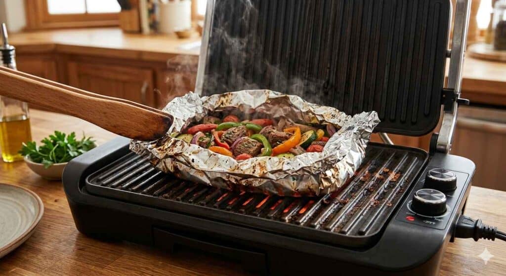 How To Fake Smoke Flavor On An Electric Grill (And Make It Delicious) 1 Cooking With Foil Pouch On An Electric Grill