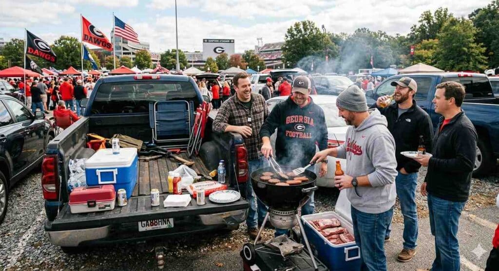 Football Fans Tailgating During A Football Game