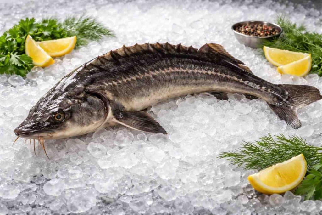 Fresh Sturgeon On Ice