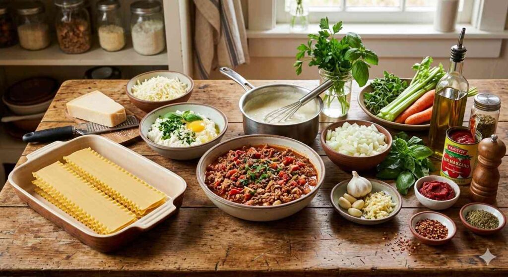 Ingredients To Make A Creamy One-Pot Lasagna