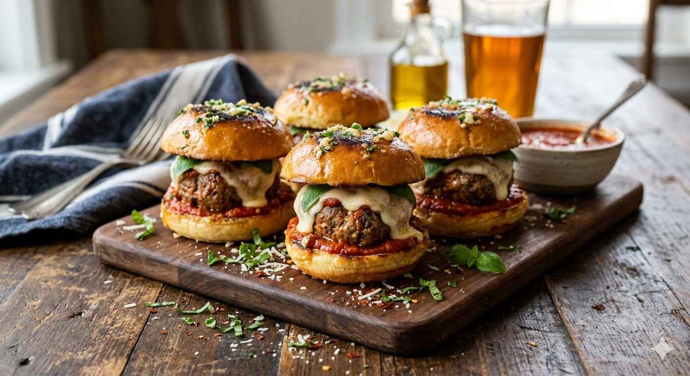 smoked mozzarella meatball sliders with garlic butter buns
