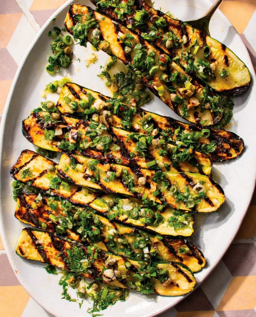 Smoky Grilled Zucchini With Herb Oil