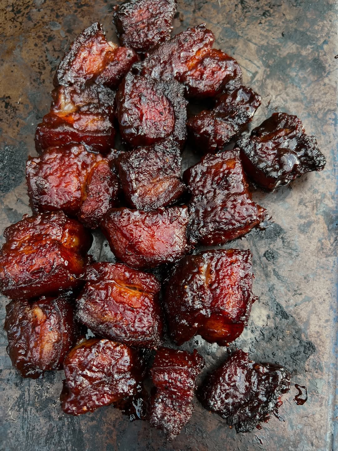 sticky maple chipotle pork belly burn ends