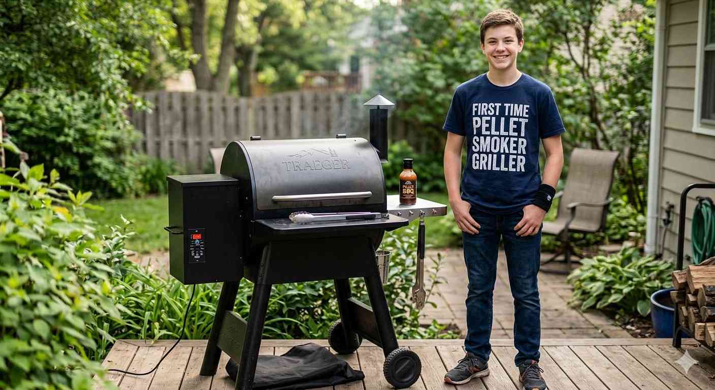 teenage boy experiencing cooking with a smoker for the first time