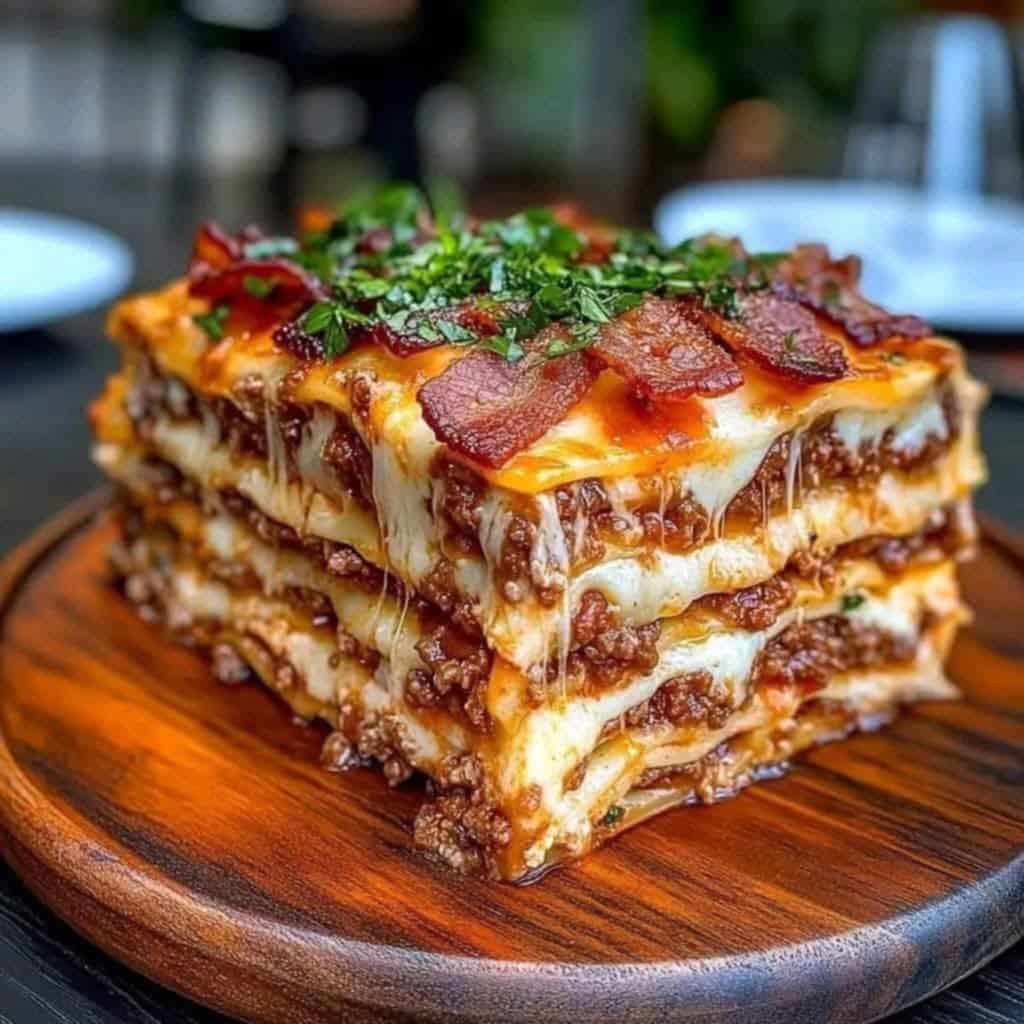 Thick Cheesy  Lasagna On A Plate