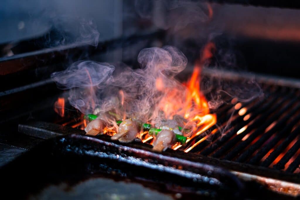 Asparagus Being Grilled In Searing Heat