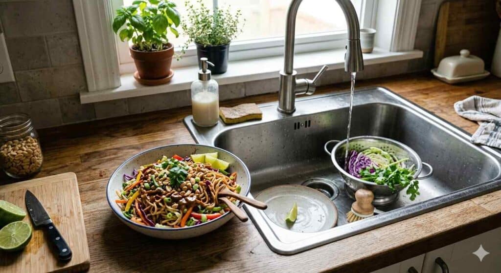 Cold Peanut Noodle Salad With Rainbow Cabbage