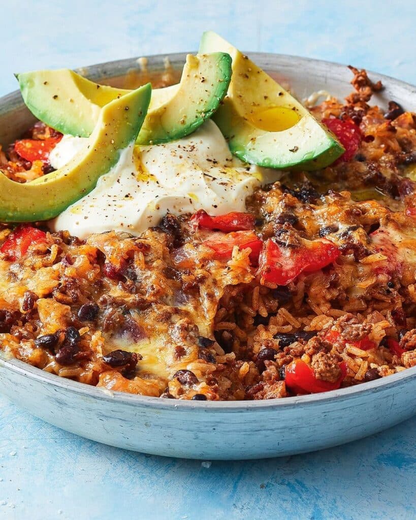 One-Pan Cheesy Beef And Rice