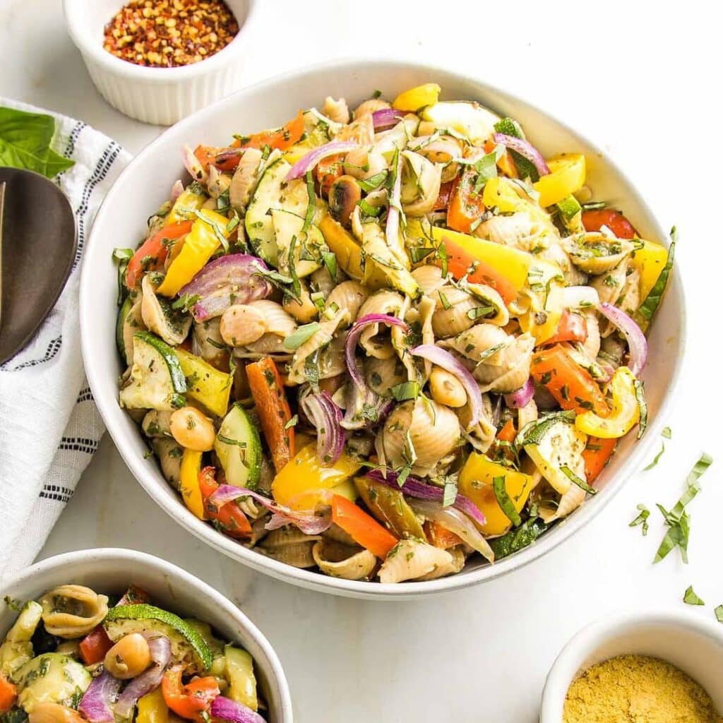 Pasta Salad With Pesto And Roasted Veggies