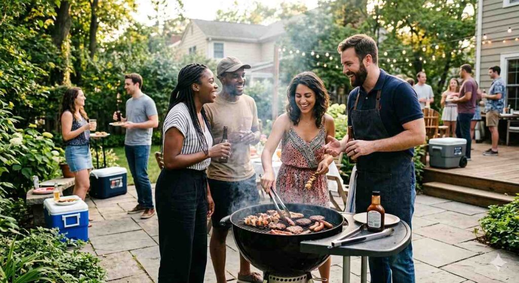 What Professional Pitmasters Eat When They’re Not Cooking Bbq 8 People Gather Around A Bbq Grill