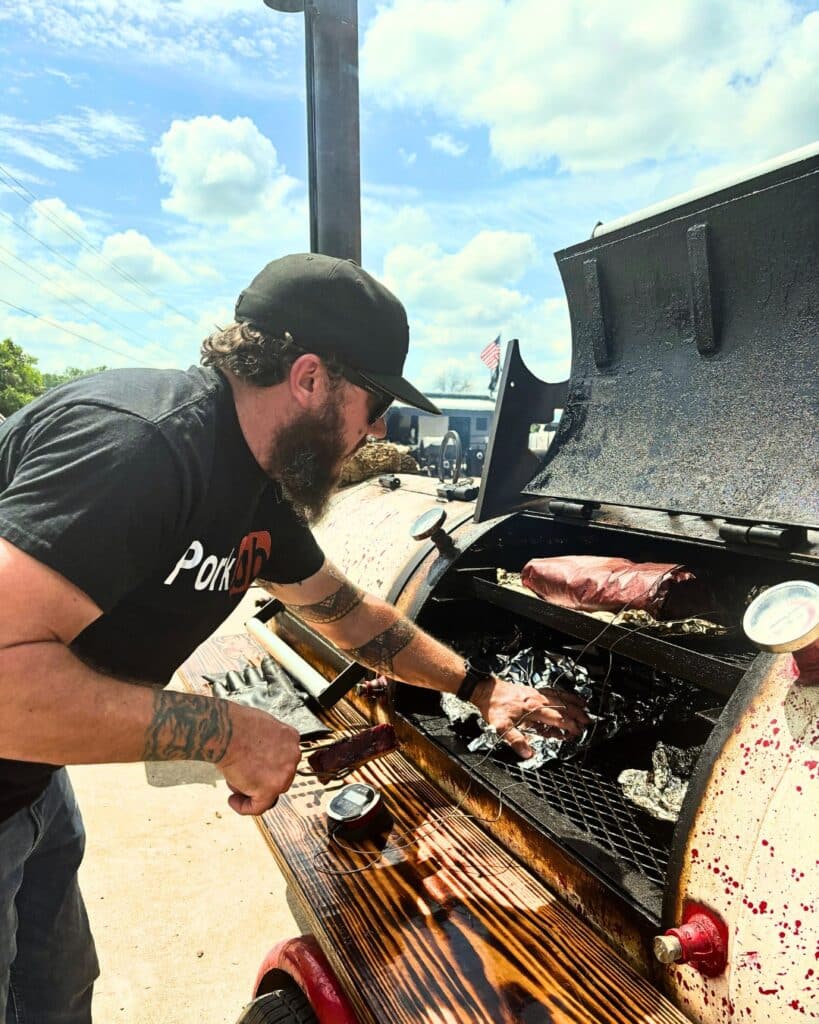 Pitmaster Getting Ready For Bbq Competition