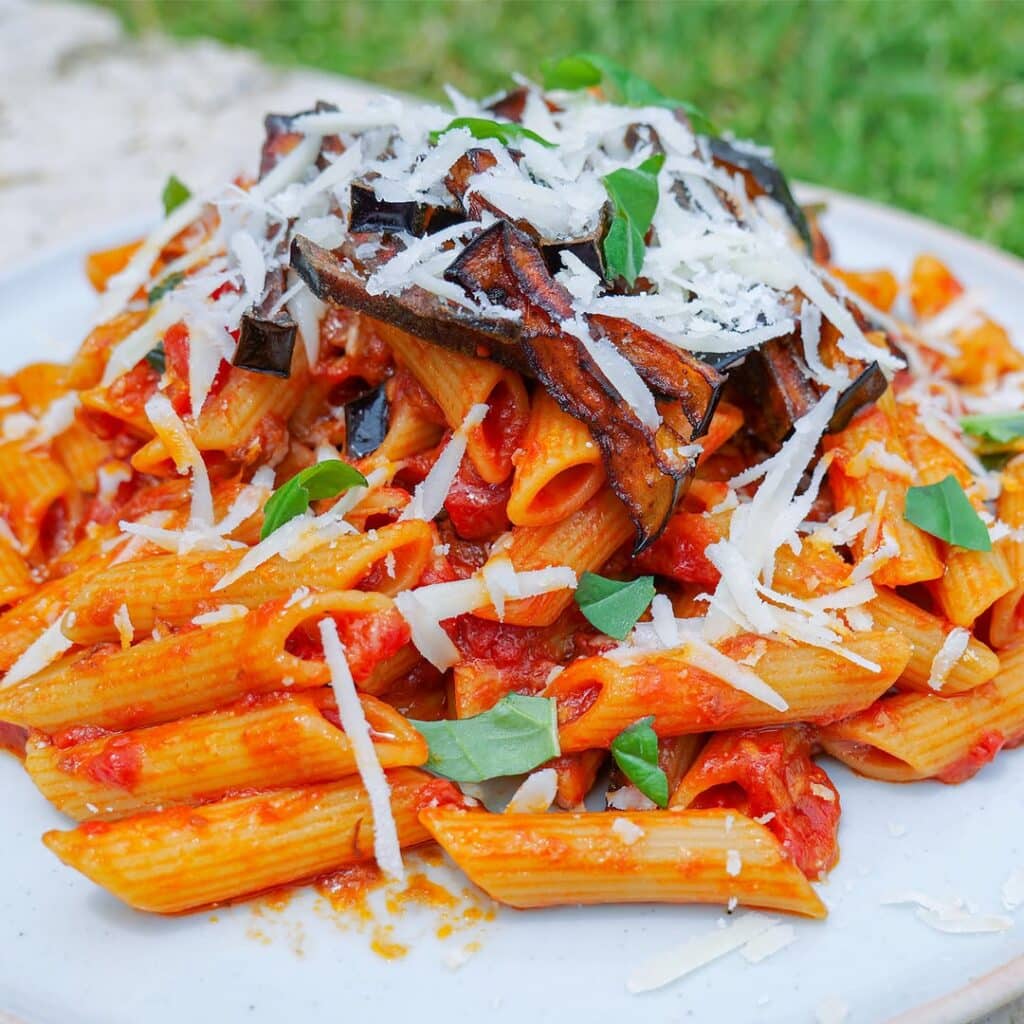 Sicilian Pasta Alla Norma With Salted Ricotta