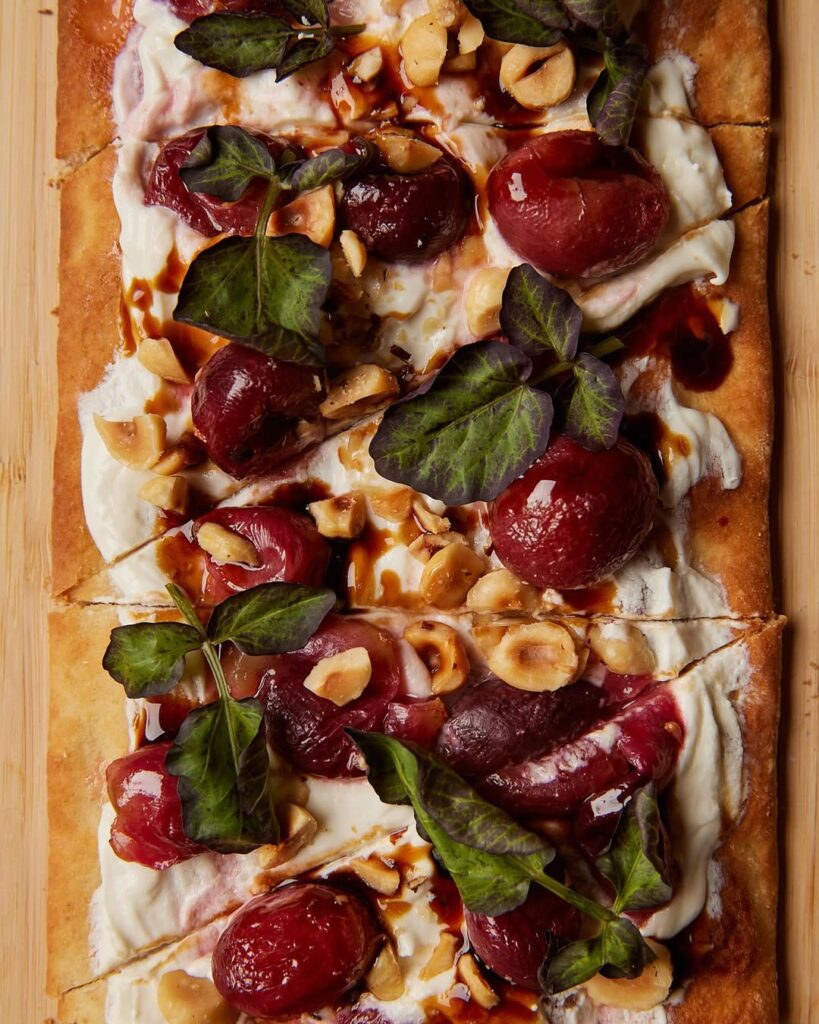 Whipped Feta And Roasted Grape Flatbread