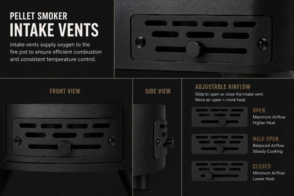 Air Intake Vents Of A Pellet Smoker