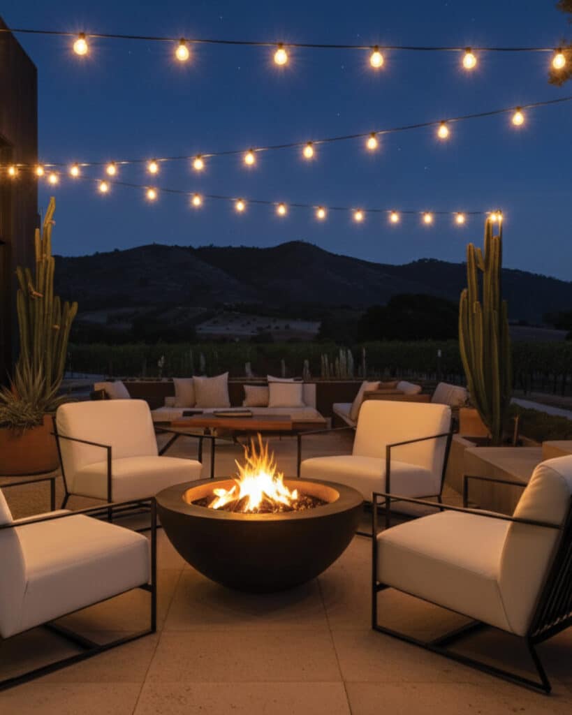 Bistro Lights Over Seating Areas
