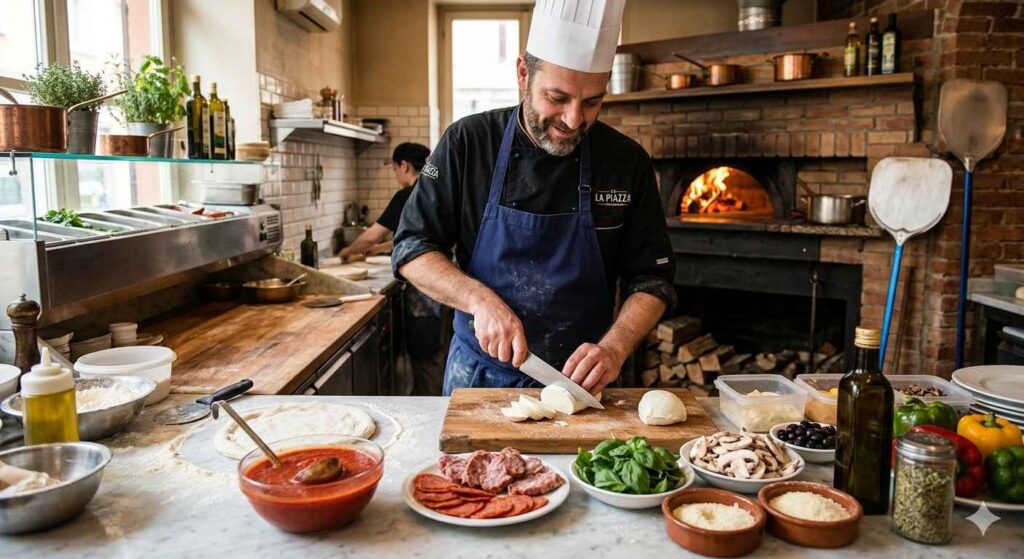 Chef Preparing To Bake Pizza