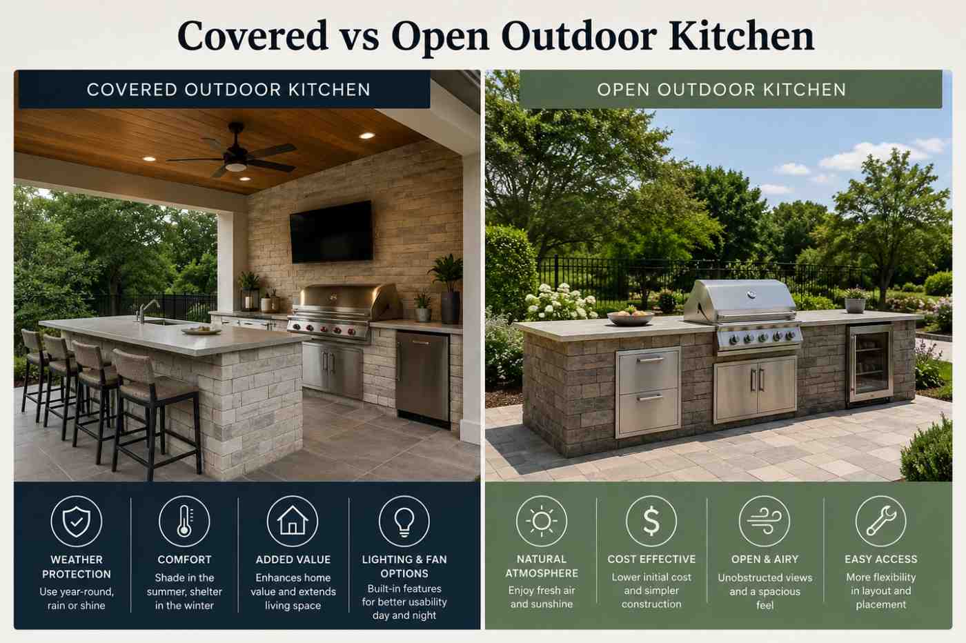 covered vs open outdoor kitchens