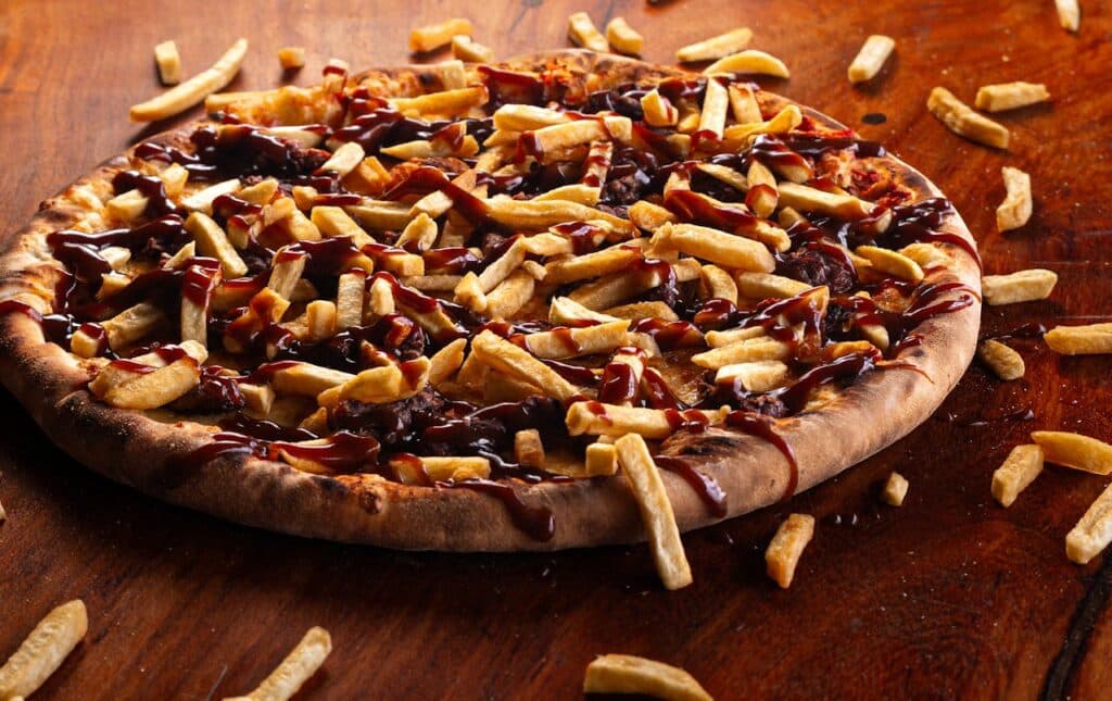 Crispy Crust Bbq Pizza With French Fries