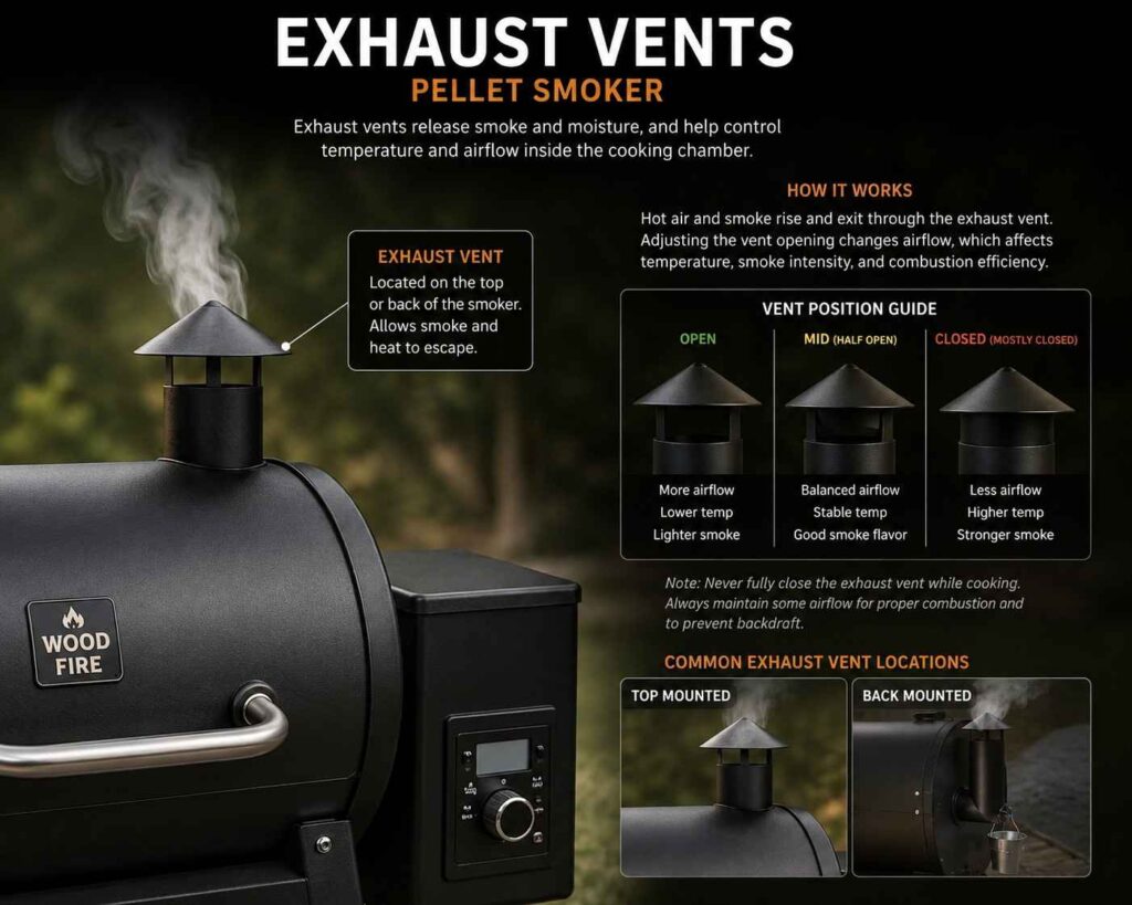 Exhaust Vents Of A Pellet Smoker