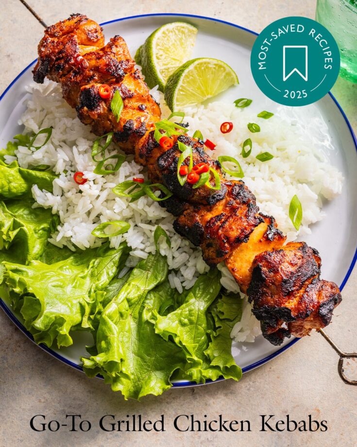 Farm Style Grilled Kebabs On A Wooden Board Recipe