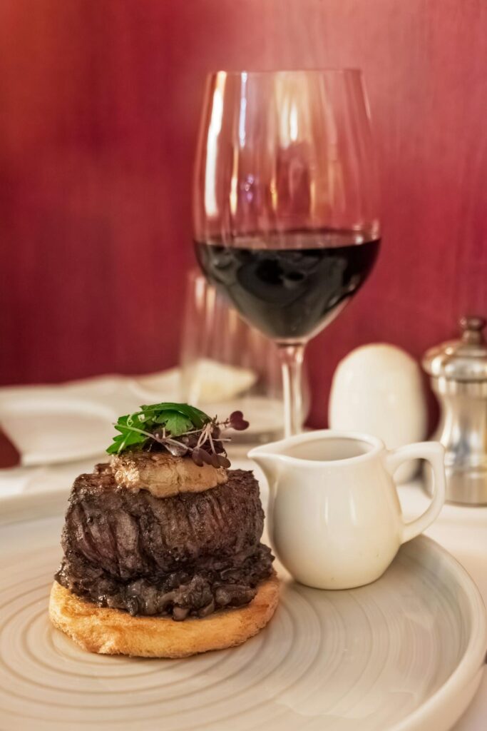 Filet Mignon On A Plate With Red Wine
