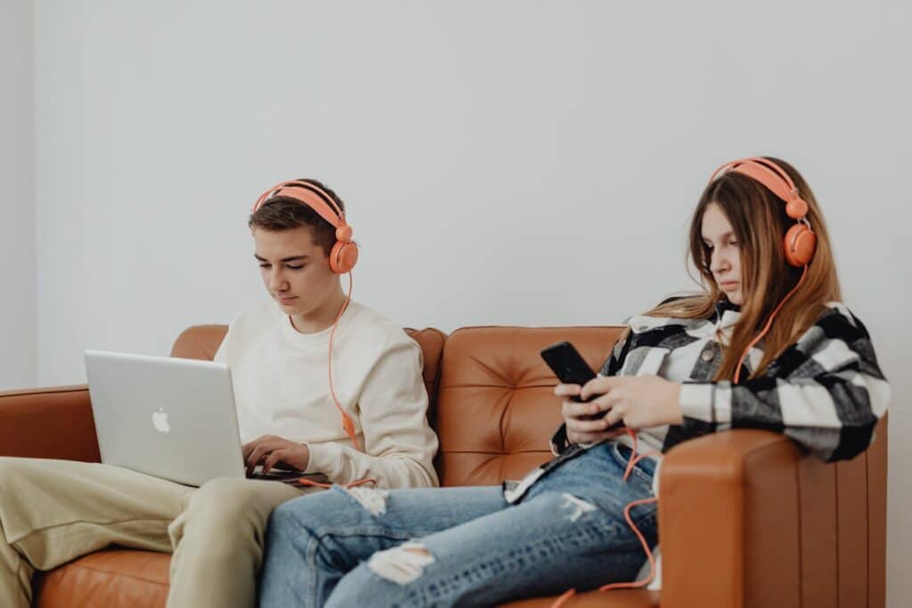 Gen Z Teens Listening To Music