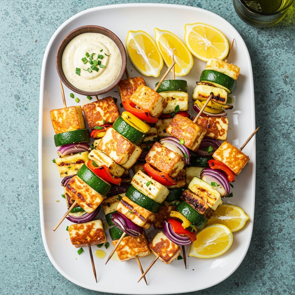 Halloumi And Vegetable Kabobs
