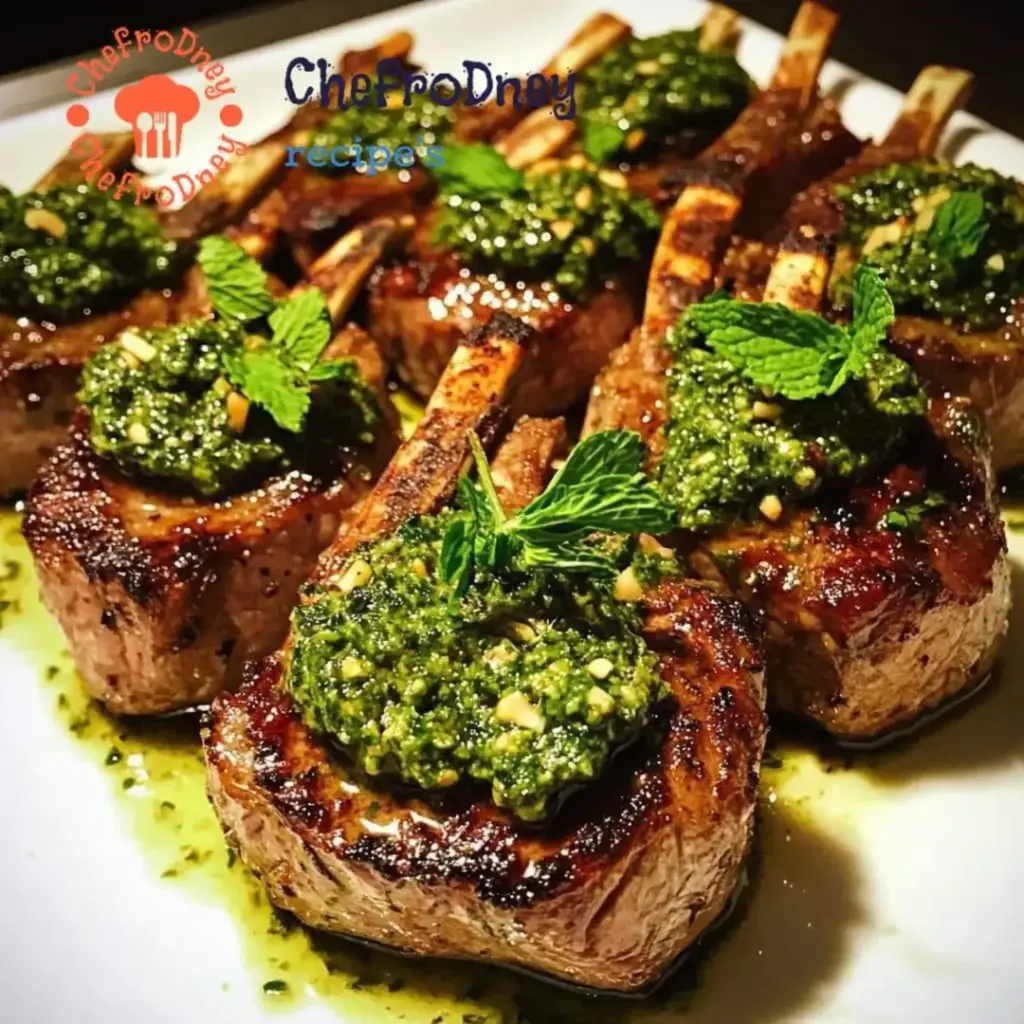Herb-Crusted Rack Of Lamb With Mint Pesto