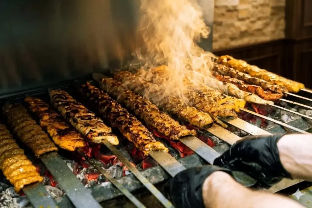 Kabobs On Charcoal Grill 