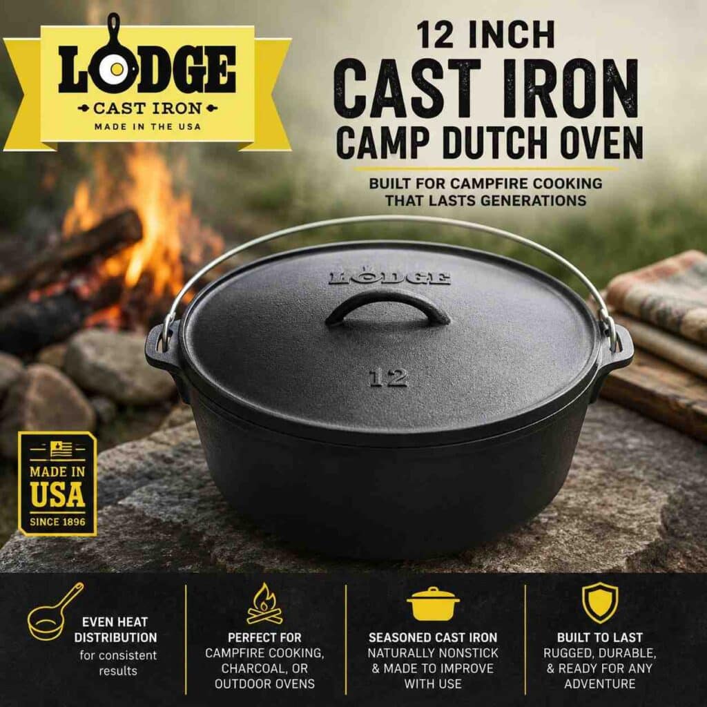 Lodge 12-Inch Cast Iron Camp Dutch Oven