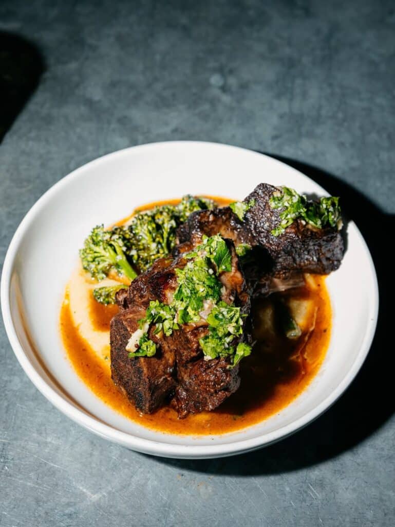 Red Wine Braised Beef Short Ribs Over Polenta