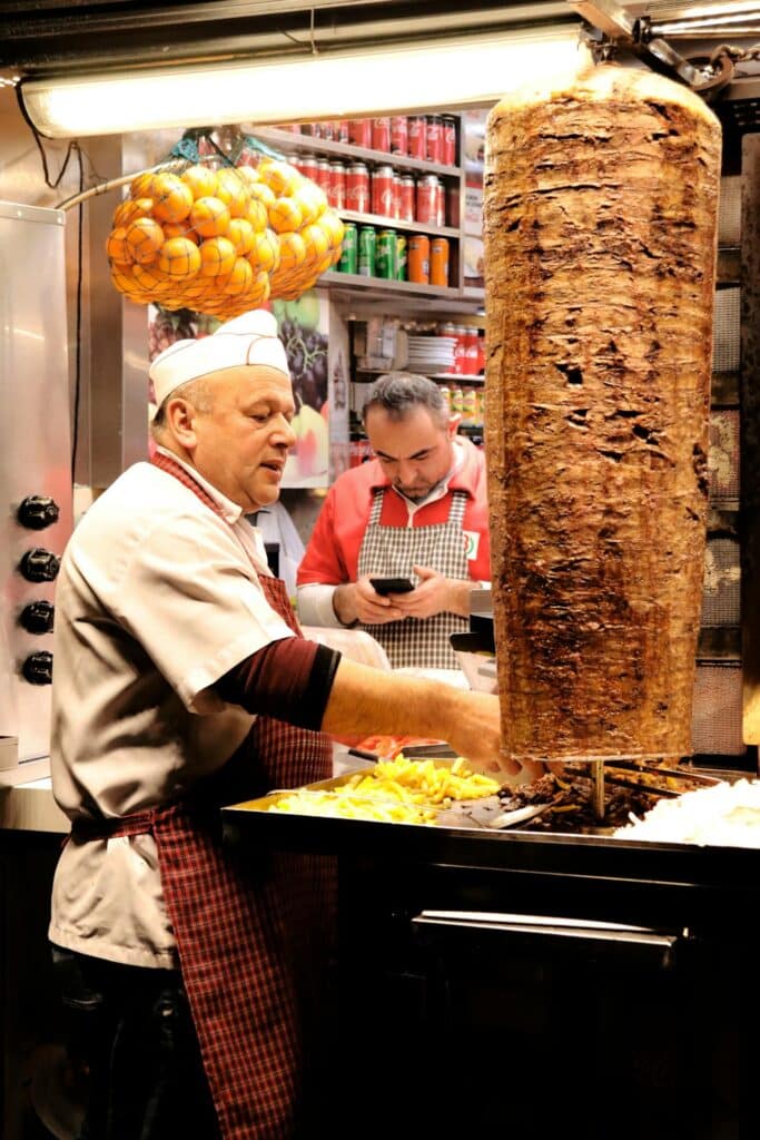 Street Vendor Cooking Kebabs