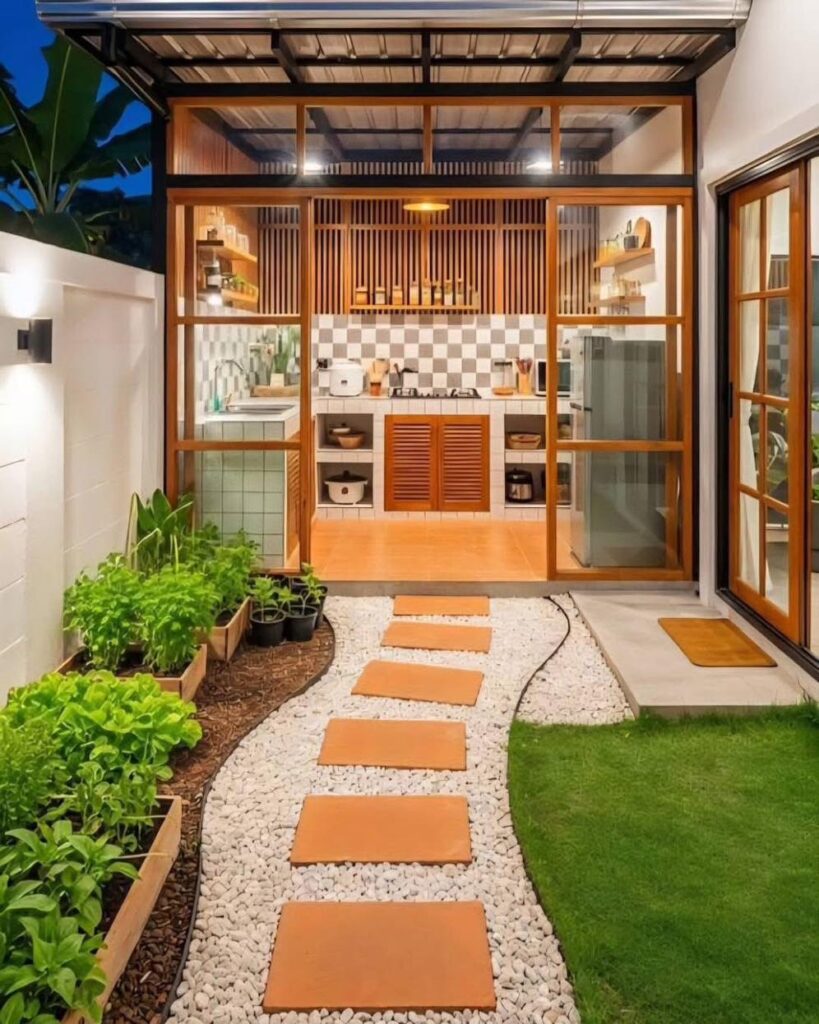 Wood-Themed Outdoor Kitchen