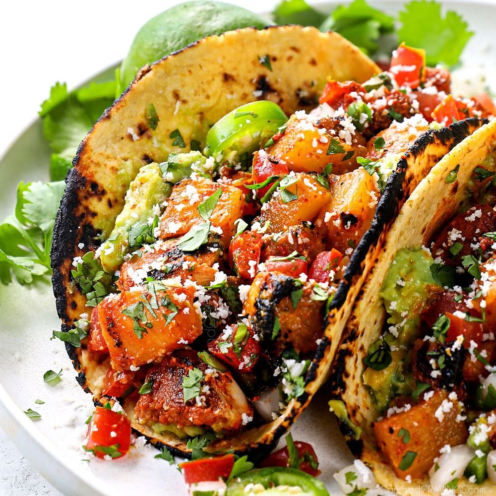 al pastor style grilled chicken skewers