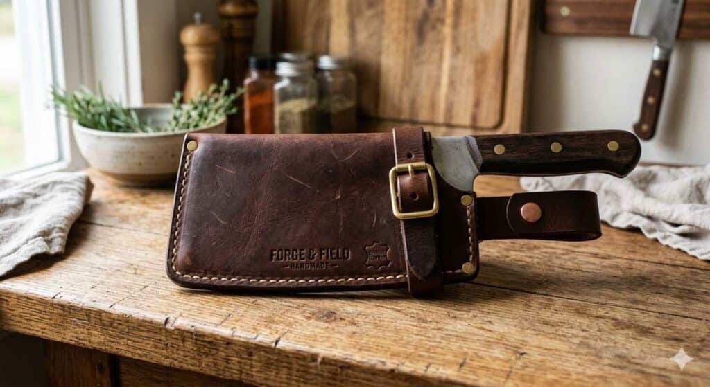 10 Leather Knife Sheaths For Safe Handling Around A Busy Backyard Grill 3 Bbq Cleaver Guard