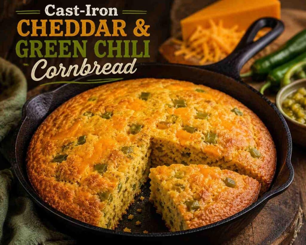 cast-iron cheddar and green chili cornbread