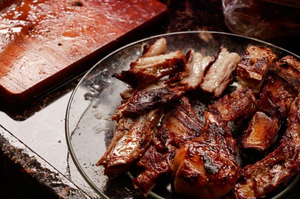 Chopped Pork Ribs On A Plate