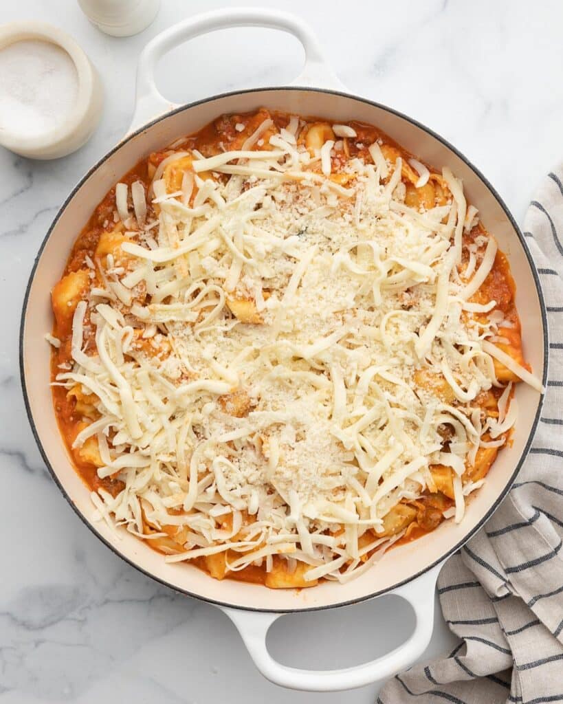 Classic Cheesy Marinara Tortellini Bake