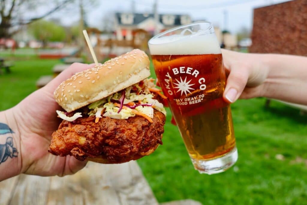 Coleslaw Chicken Burger And Beer